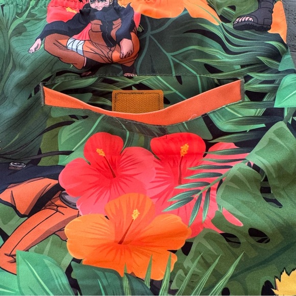 Naruto Swim Trunks Shorts 7" Elastic Waist Size Large Orange Green NWT A… - Picture 2 of 6